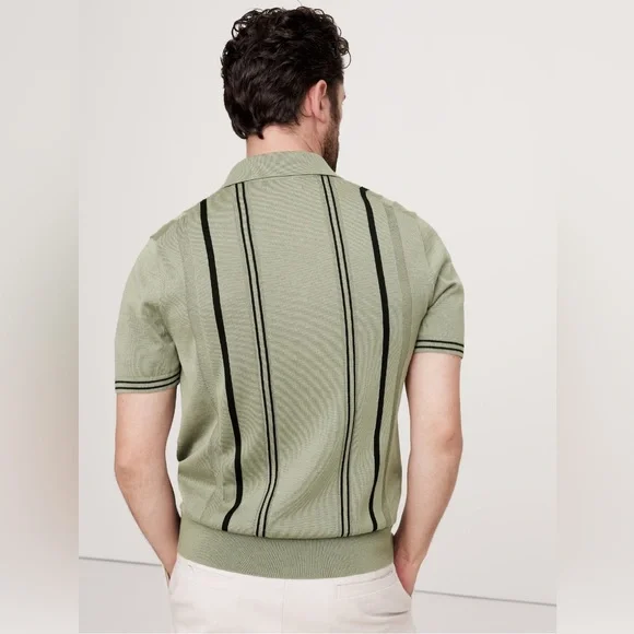 BANANA REPUBLIC COTTON STRIPE SWEATER POLO - Picture 6 of 7